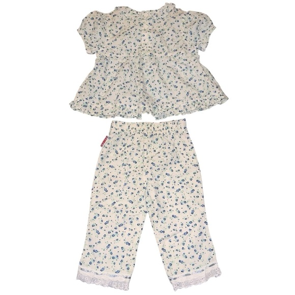 NWOT Vintage Sesame Street White Cotton Eyelet Lace Blue Floral Set 24 month - Picture 4 of 10